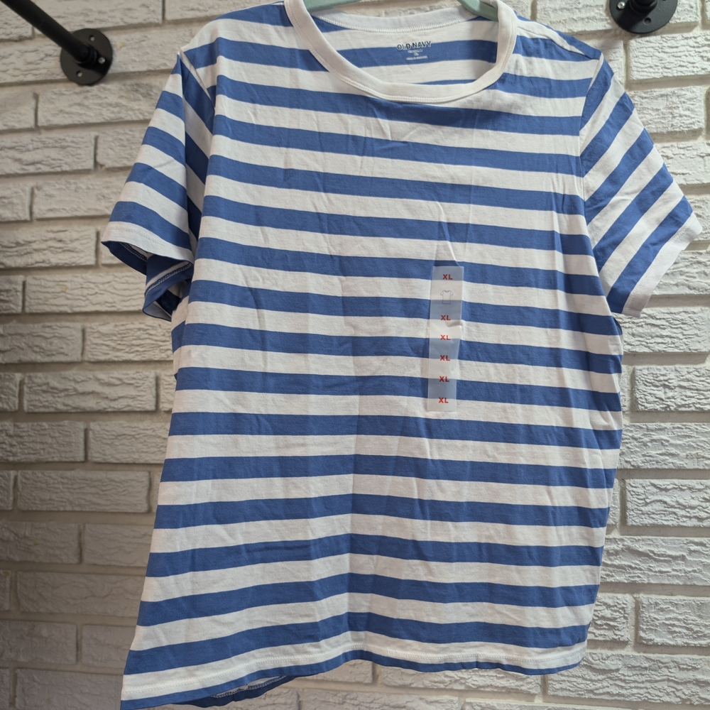 Old Navy Blue and White Striped Top